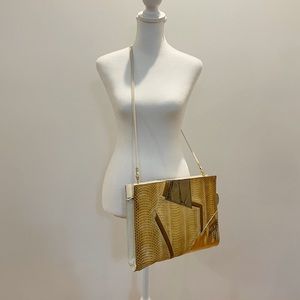 Vintage 80s J Renee Mix Metallic Snakeskin and Leather Crossbody/Clutch